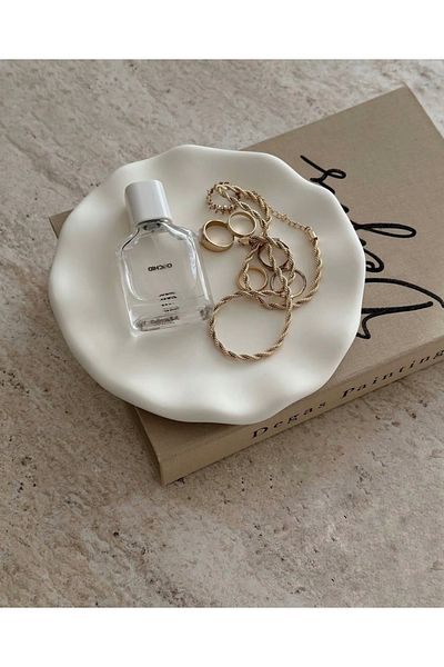 Bautinq Store 20cm Handmade Concrete Decorative Plate Presentation Tray Engagement Tray