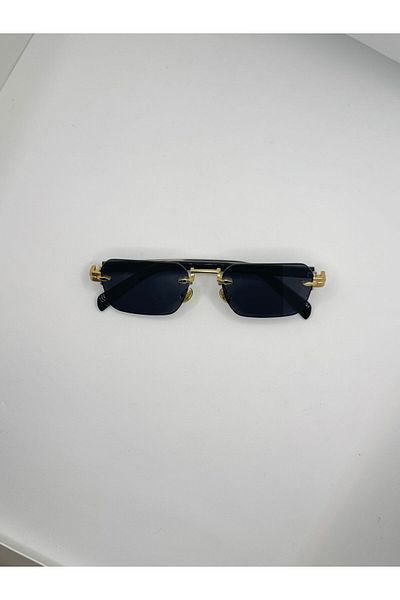 La sauvagine Gold Detailed Cornered Slim Unisex Sunglasses – Foldable Design