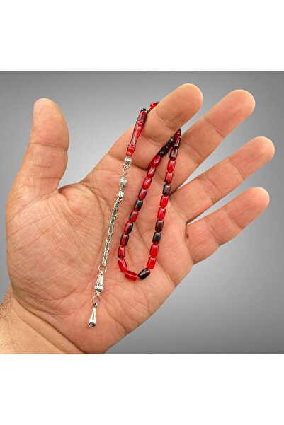 Kt 4x7 mm BİLEK BOY KRAL ZİNCİR KAPLAMA PÜSKÜLLÜ HARELİ ATEŞ KEHRİBAR TESBİH