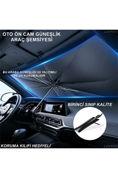 LOVYCO Car Sunshade Advanced Heat Insulated, Uv Protected, New Technology Auto Windshield Car Umbrella