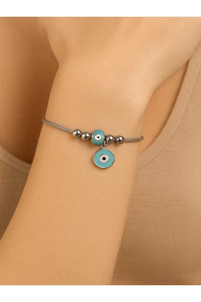 Rodos Ticaret Stainless Steel Evil Eye Beaded Bracelet Stylish Design Casual Jewelry