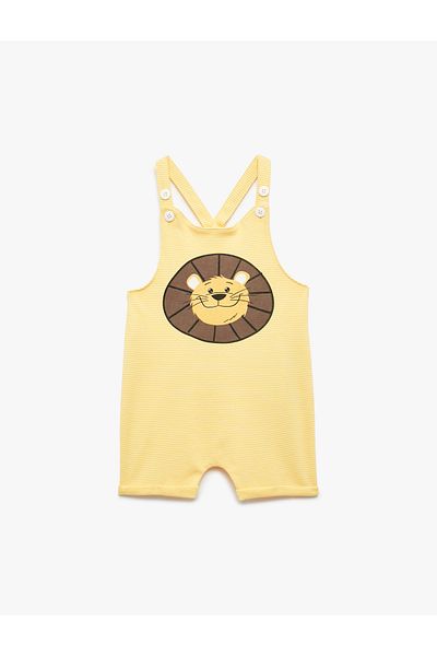 Koton Lion Printed Short Jumpsuit with Adjustable Straps Salopet