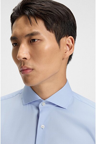 BOSS Erkek Regular Fit Çizgili Pamuklu Kumaş Uzun Kollu Mavi Gömlek 50479948-450