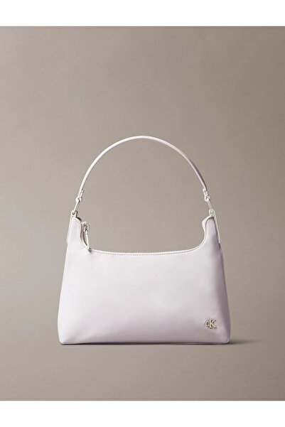Calvin Klein Kadın Fermuar Kapamalı CK Logolu Kısa Askılı Lila Omuz Çantası L...