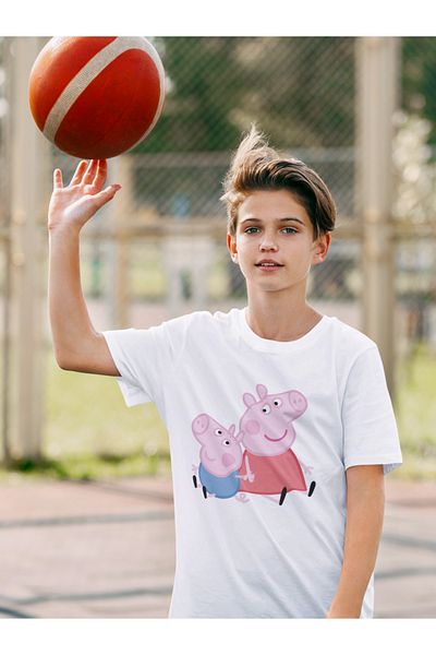 SEVBANO Tricou unisex pentru copii cu desene animate cu imprimeu Peppa Pig (vârsta 1-12)