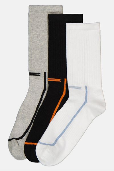 Tapout Men 3 Pairs Ribbed Sport Crew Sock, Multicolor