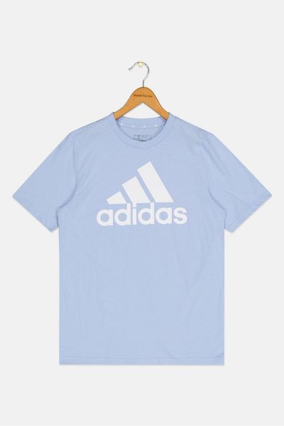 adidas بلوزة خارجية بأكمام قصيرة للبنات، أزرق فاتح