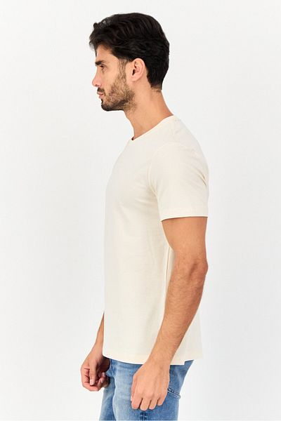 Vince Camuto Men Crew Neck Short Sleeve Plain T-Shirt, Beige