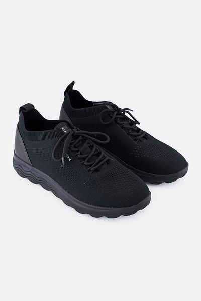 Geox Men Spherica Lace Up Casual Shoes, Black