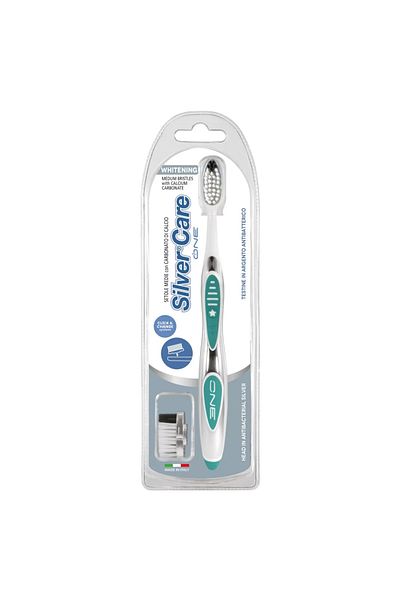 SILVER CARE One Whitening Medium Toothbrush + Interchangeable Silver Head