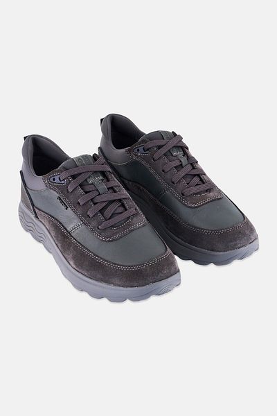 Geox Men U Spherica E-Nappa Lace Up Casual Shoes, Light Grey