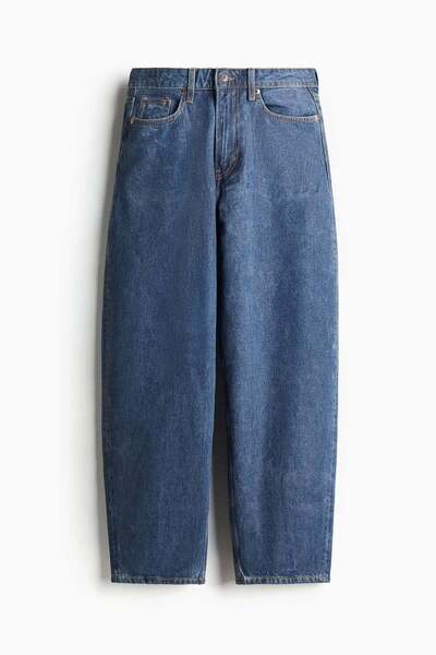 H&M بنطال جينز طويل بقصة برميل