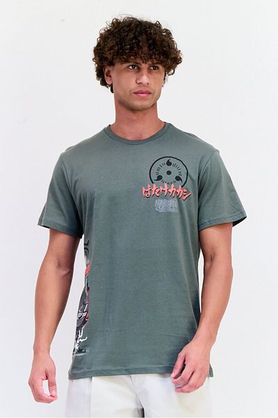 Funko Naruto Shippuden Men Crew Neck Short Sleeve Kakashi T-Shirt, Grey