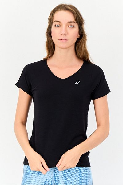 Asics Women Slim Fit Short Sleeves Running T-shirt, Black