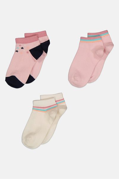 Bebe Toddlers Girl 3 Pairs Stripe Ankle Socks, Multicolor