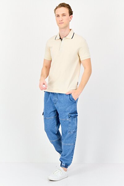 Vince Camuto Men Regular Fit Solid Short Sleeves Polo Shirt, Beige