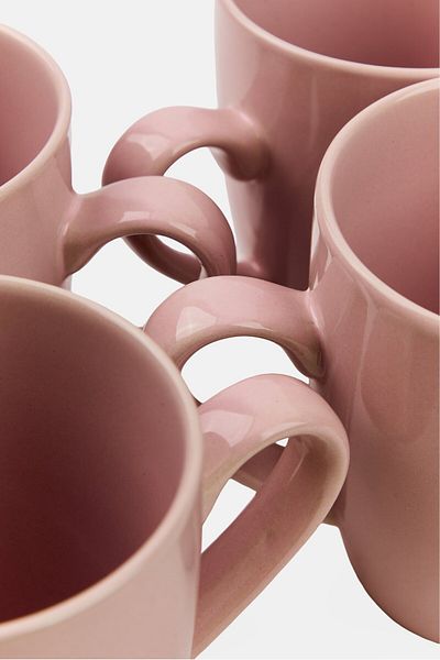Maser 4 Pieces Coffee Cup 420ml, Pink
