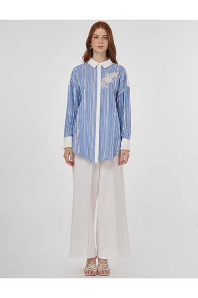 Kayra Lace Garnished Cotton Tunic Smoke