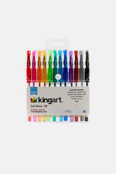 Kingart 12 Pieces Soft Grip Glitter Gel Pens, Multicolor