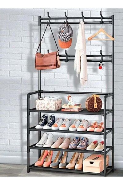Generic 4 Tier Home Entryway Furniture Shelf Multipurpose Shoe and Coat Stand Clothes Rack Storage Organiser