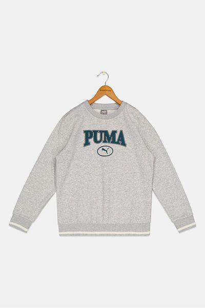 Puma Kids Boy Brand Logo Long Sleeve Outdoor Sweatshirt, Light Grey