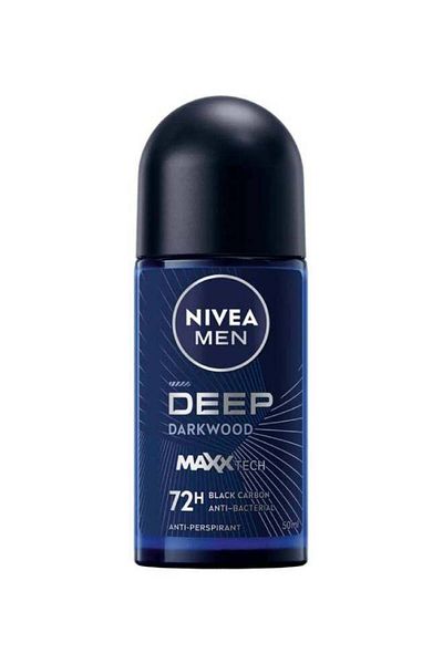 NIVEA مزيل العرق ديب بلاك كربون دارك وود للرجال مضاد للبكتيريا، 50 مل