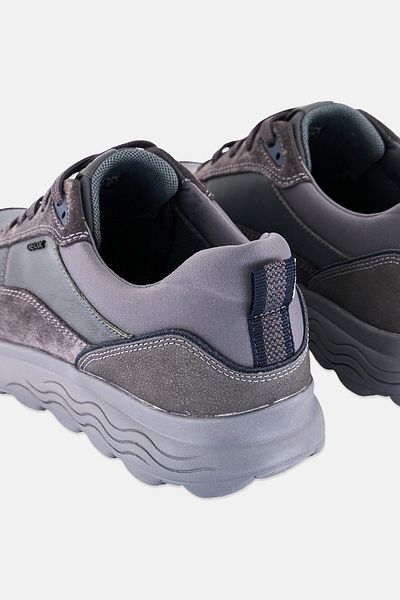 Geox Men U Spherica E-Nappa Lace Up Casual Shoes, Light Grey