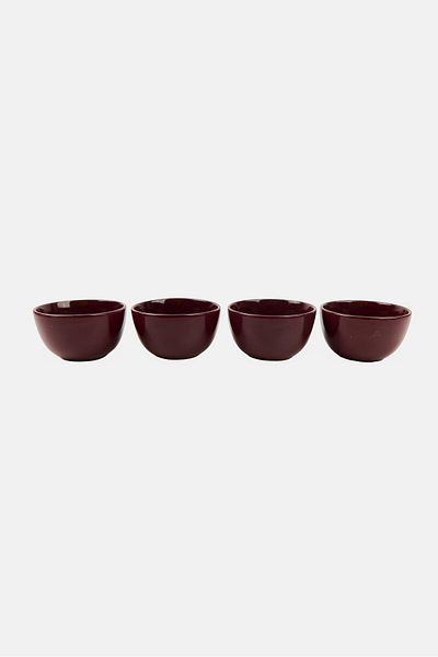 Maser Inoda 4 Pieces Ceramic Bowl Set, Burgundy