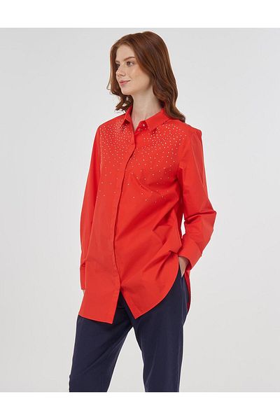 Kayra Hotfix Printed Cotton Tunic Poppy