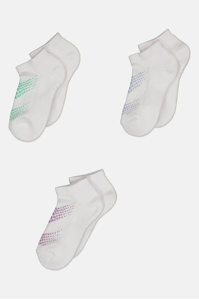 RBX Toddlers Girl 3 Pairs Graphic Print Ankle Socks, White