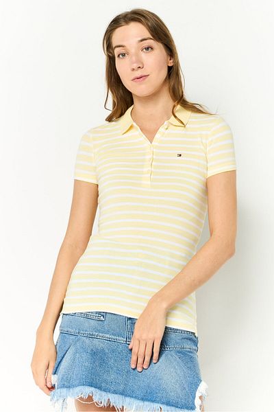 Tommy Hilfiger Women Slim Fit Stripe Short Sleeves Polo Shirt, Multicolor