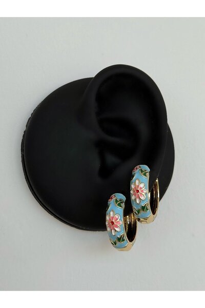 h&b design jewel الصلب الأزرق المينا هوب القرط