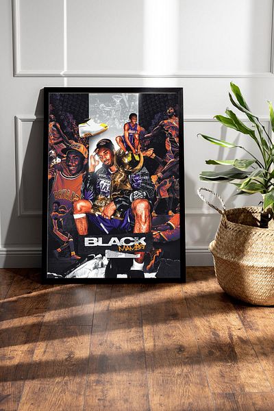 Saturn Pictură înrămată Kobe Bryant - Poster NBA Black Mamba