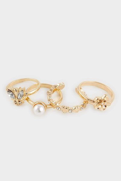 DeFacto Women's 4-Piece Gold Ring F1326Axns