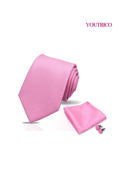 Youtrico Tie,Handkerchief and cufflinks Set-Artisanal Business 3PCS Handmade Formal Hanky Suit