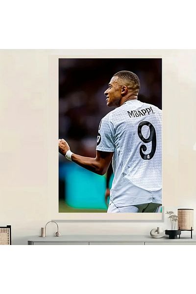 VİEW Canvas Painting Framed with Wooden Frame,Mbappe for Sports,Football Fans 4 Living Room,Gaming Clubs