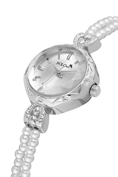 Polo Air İnci Taşlı Görünümlü Kordon Kadın Kol Saati Parfüm Bordo Kutsunda Set Gümüş Beyaz Renk ST-2174S2