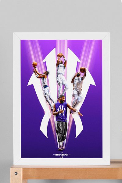 Saturn Kyrie Irving Framed Painting - Dallas Mavericks Nba Poster Painting