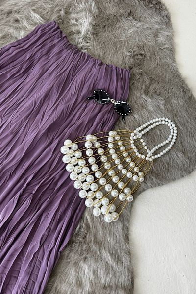 Poliyance Rana Lilac Wrinkled Flounce Skirt