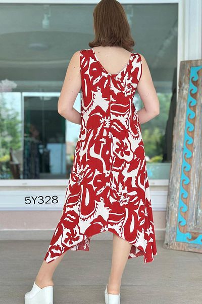 İnce Topuk Viscose Dress with Ring Strap 5Y328