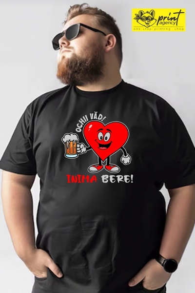 Funny Gift Tricou cu maneca scurta unisex, Funny Inima Bere