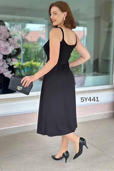 İnce Topuk Crystal Fabric Dress with Chain Strap 5Y441
