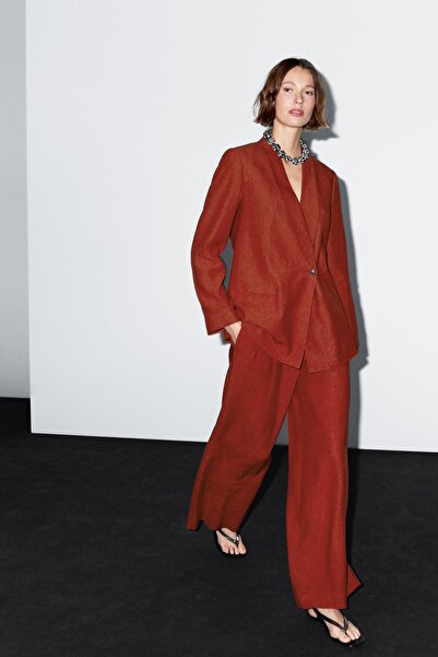 Massimo Dutti Keten karışımlı şal yaka blazer