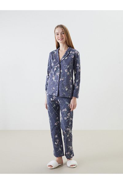 LC Waikiki Shirt Collar Floral Women's Pajamas Set
