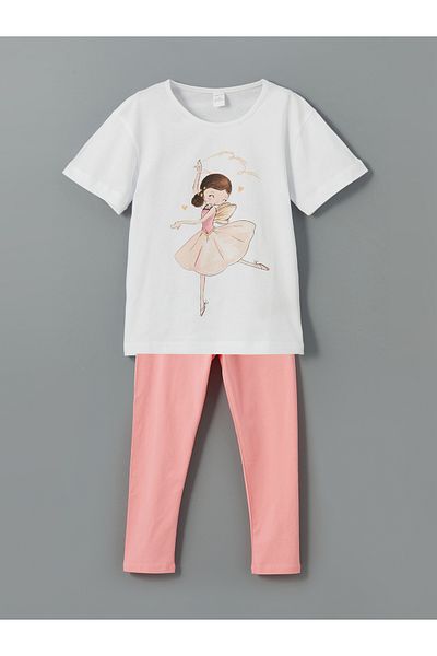 LC Waikiki Printed Girl's T-Shirt and Leggings 2-Pack