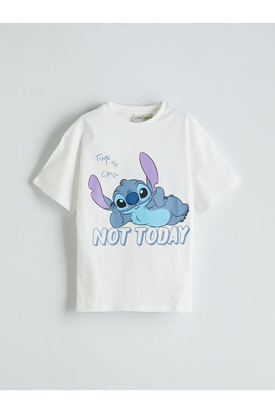 LC Waikiki Crew Neck Stitch Printed Girl's T-Shirt