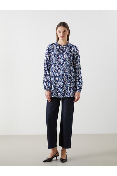 LC Waikiki Damenbluse mit Bindekragen, Blume