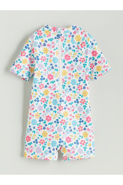 LC Waikiki Crew Neck Floral Baby Girl Swimsuit