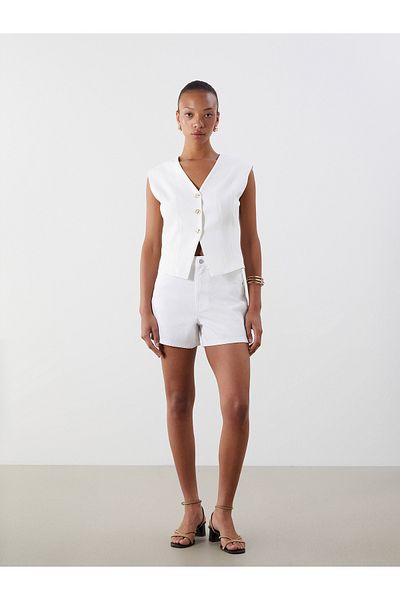 LC Waikiki V Neck Women's Pleated Classic Vest