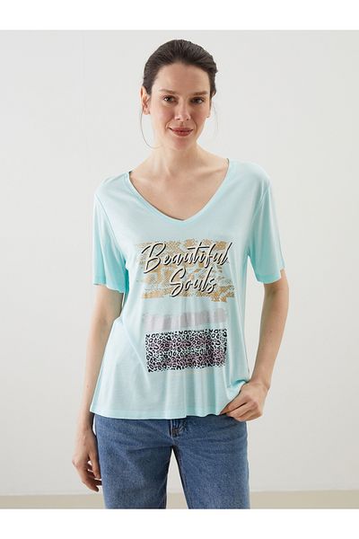 LC Waikiki V-Neck Printed Women's T-Shirt